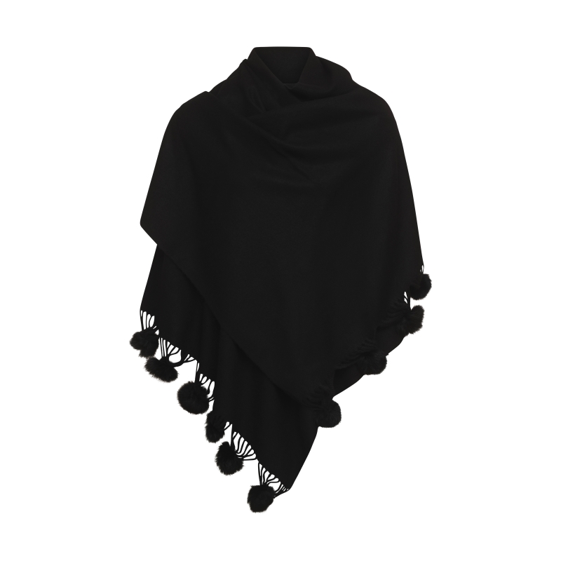 Pom Pom Scarf Black