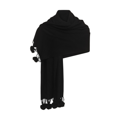 Pom Pom Scarf Black