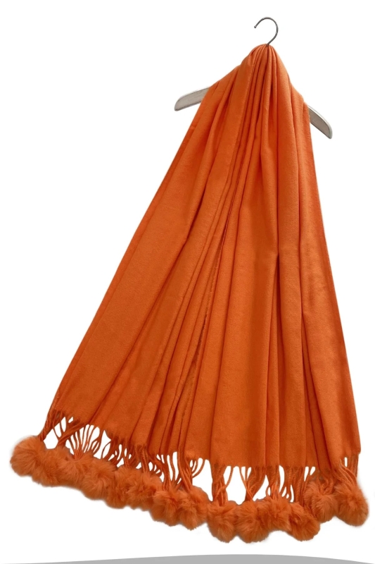 Pom Pom Scarf Orange