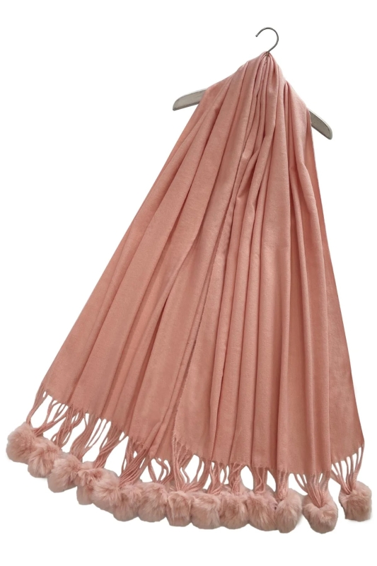 Pom Pom Scarf Peachy Pink