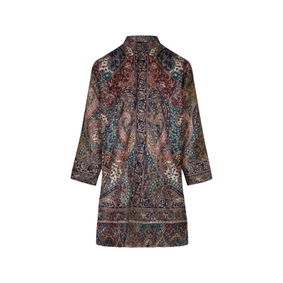 Green and Red Paisley Print