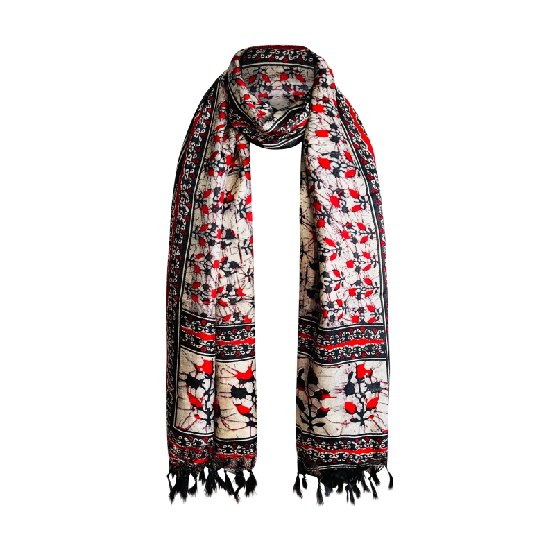 Black, Red and Cream Print