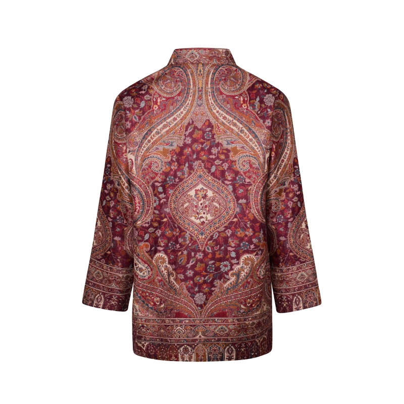 Maroon and Cream Paisley Print