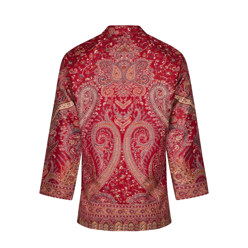 Red and Cream Paisley Print