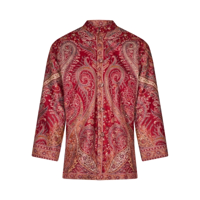 Red and Cream Paisley Print