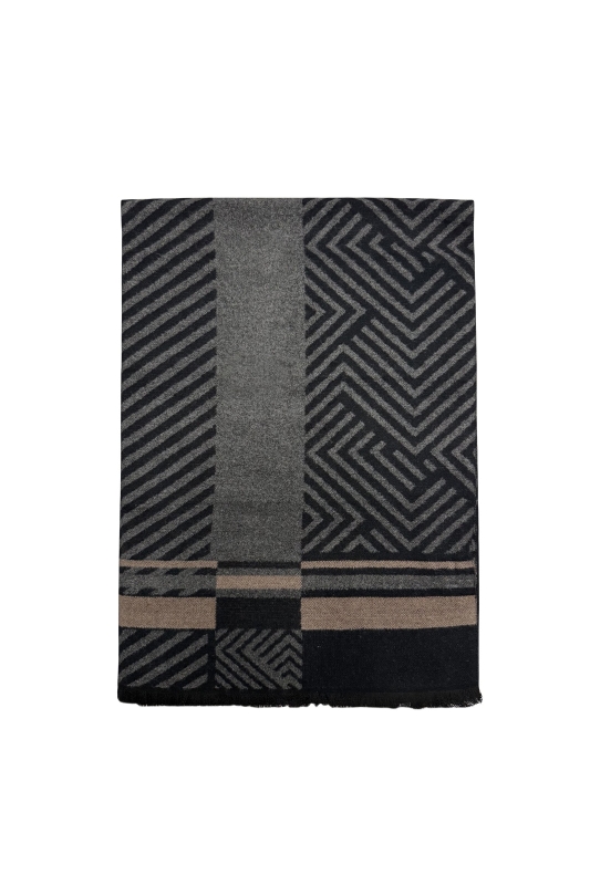 Black and Grey Chevron Print Mens Scarf