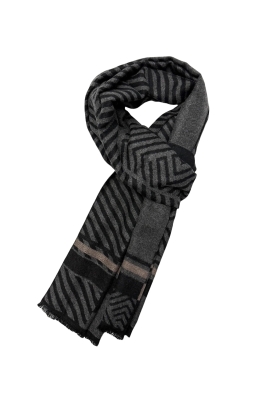Black and Grey Chevron Print Mens Scarf