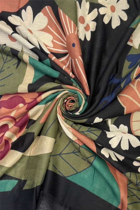 Black Mixed Floral Print