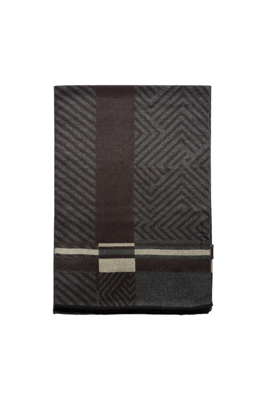 Brown and Grey Chevron Print Mens Scarve