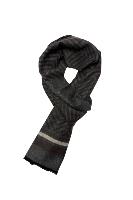 Brown and Grey Chevron Print Mens Scarve
