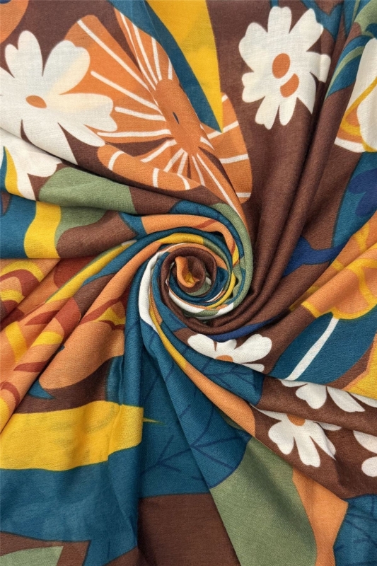Brown Floral Print Scarf