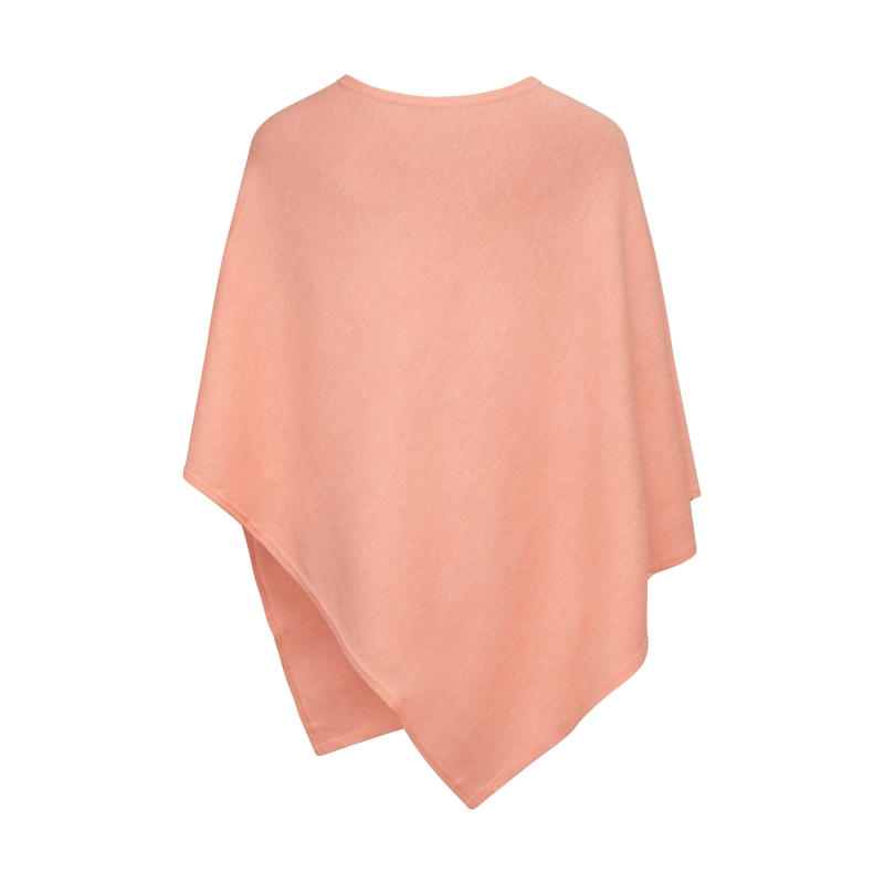 Coral Plain Wool Knit Poncho