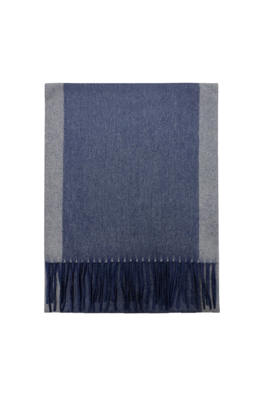 Denim Plain Wool Tassel Scarf