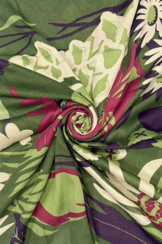 Green Floral Print Scarf
