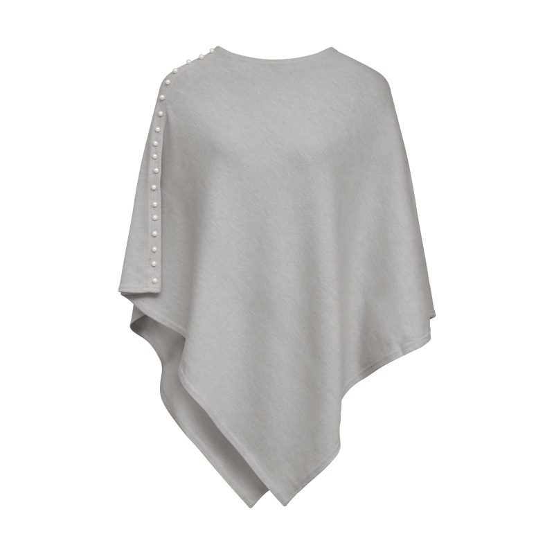 Grey Plain wool Knit Poncho