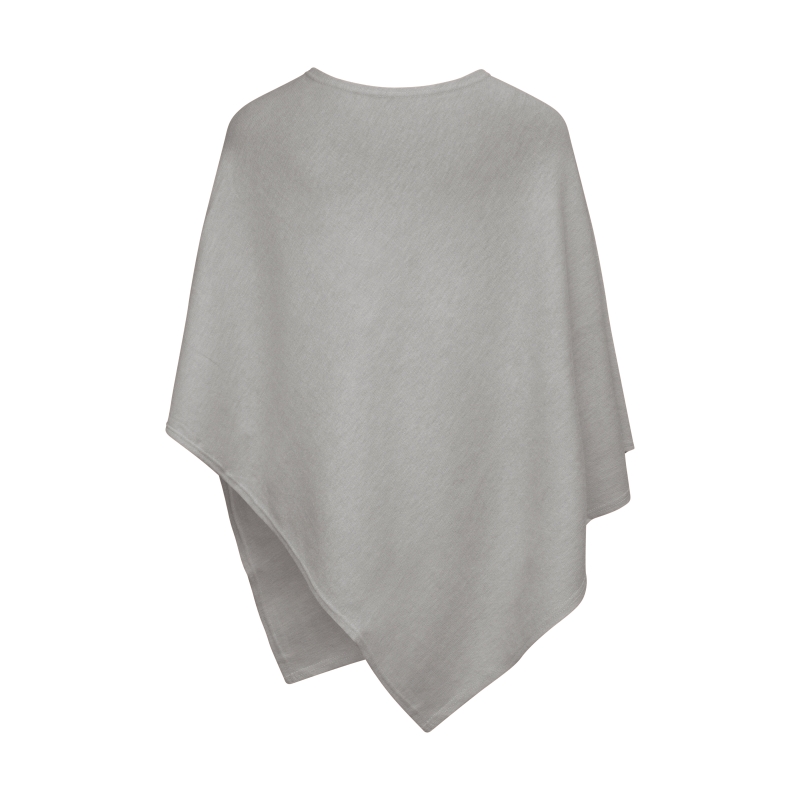 Grey Plain wool Knit Poncho