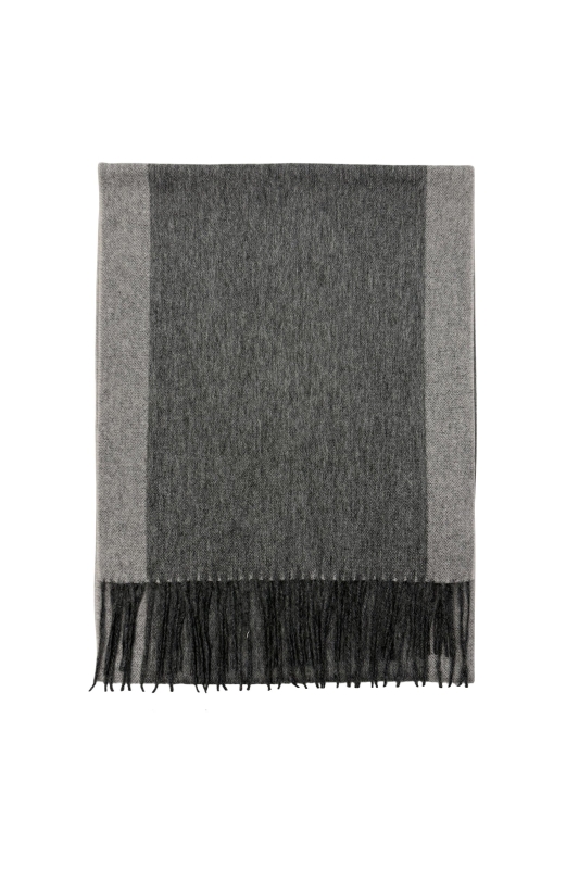 Grey Plain Wool Tassel Scarf