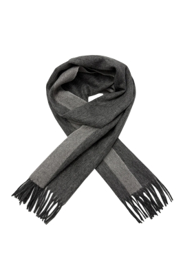 Grey Plain Wool Tassel Scarf