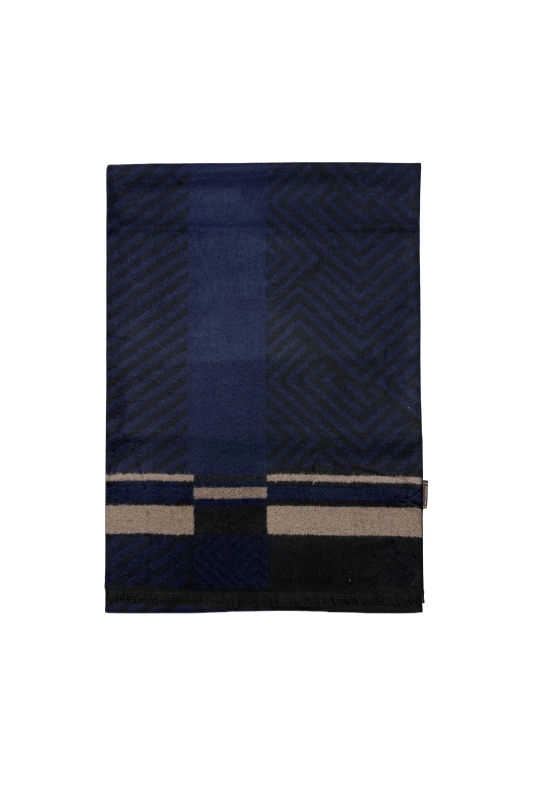 Navy and Black Chevron Print Mens Scarf