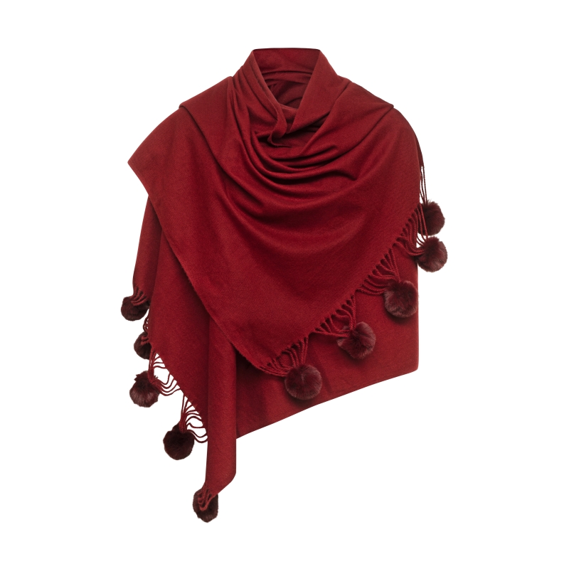 Pom Pom Scarf Maroon
