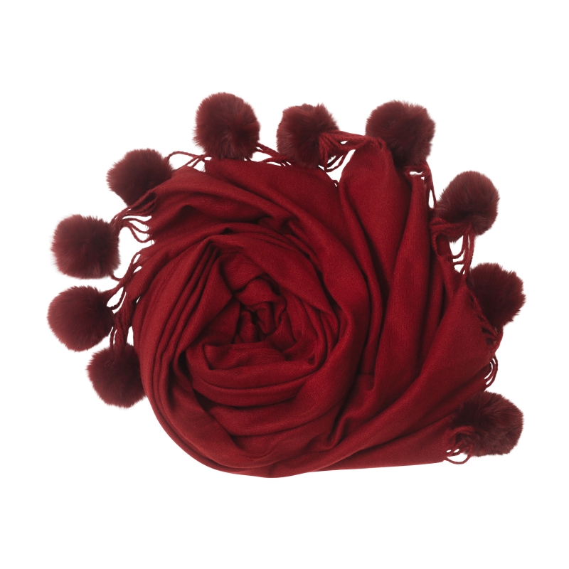 Pom Pom Scarf Maroon