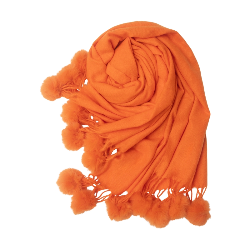 Pom Pom Scarf Orange