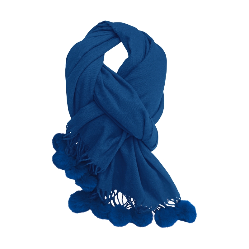 Pom Pom Scarf Royal Blue
