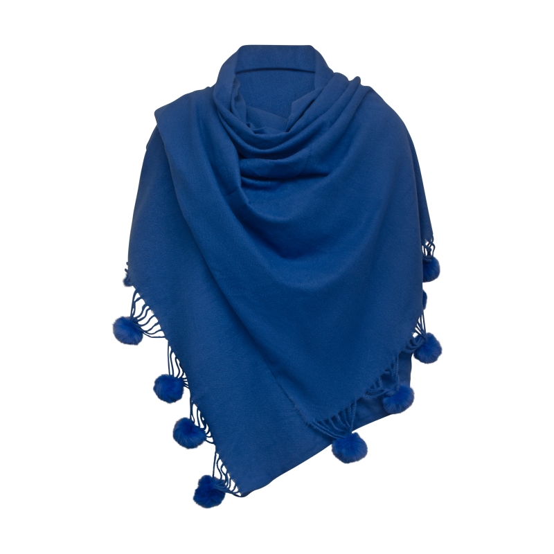 Pom Pom Scarf Royal Blue
