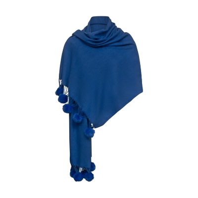 Pom Pom Scarf Royal Blue