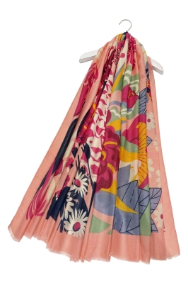 Salmon Floral Print Scarf
