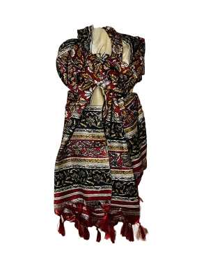 Red, Cream and Black Print