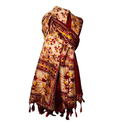 Maroon and Cream Print