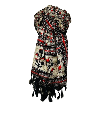 Black, Red and Cream Print