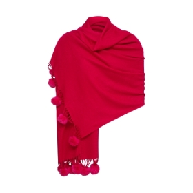 Pom Pom Scarf Red
