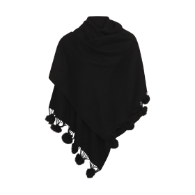 Pom Pom Scarf Black