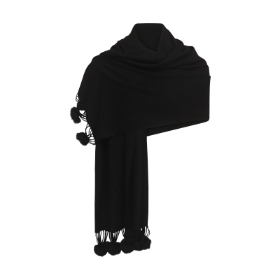 Pom Pom Scarf Black