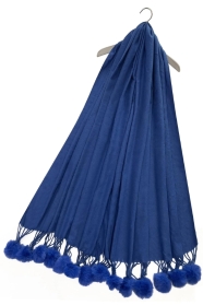 Pom Pom Scarf Royal Blue