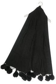 Pom Pom Scarf Navy Blue