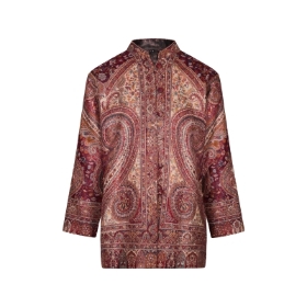 Maroon and Cream Paisley Print