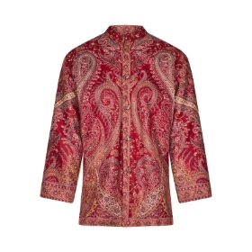 Red and Cream Paisley Print