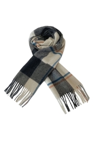 Black and Beige Check Wool Tassel Scarf