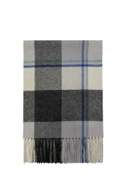 Black and Charcoal Check Wool Tassel Scarf
