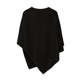Black Plain Wool Knit Poncho