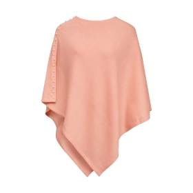 Coral Plain Wool Knit Poncho
