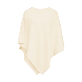 Cream Plain Knit Poncho