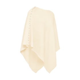 Cream Plain Knit Poncho