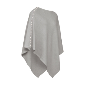 Grey Plain wool Knit Poncho