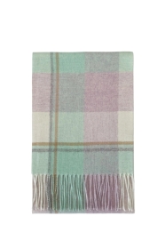 Lilac and Mint Green Check Wool Tassel Scarf