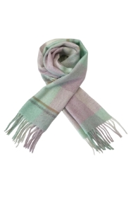 Lilac and Mint Green Check Wool Tassel Scarf