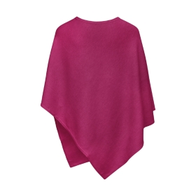 Magenta Plain Wool Knit Poncho